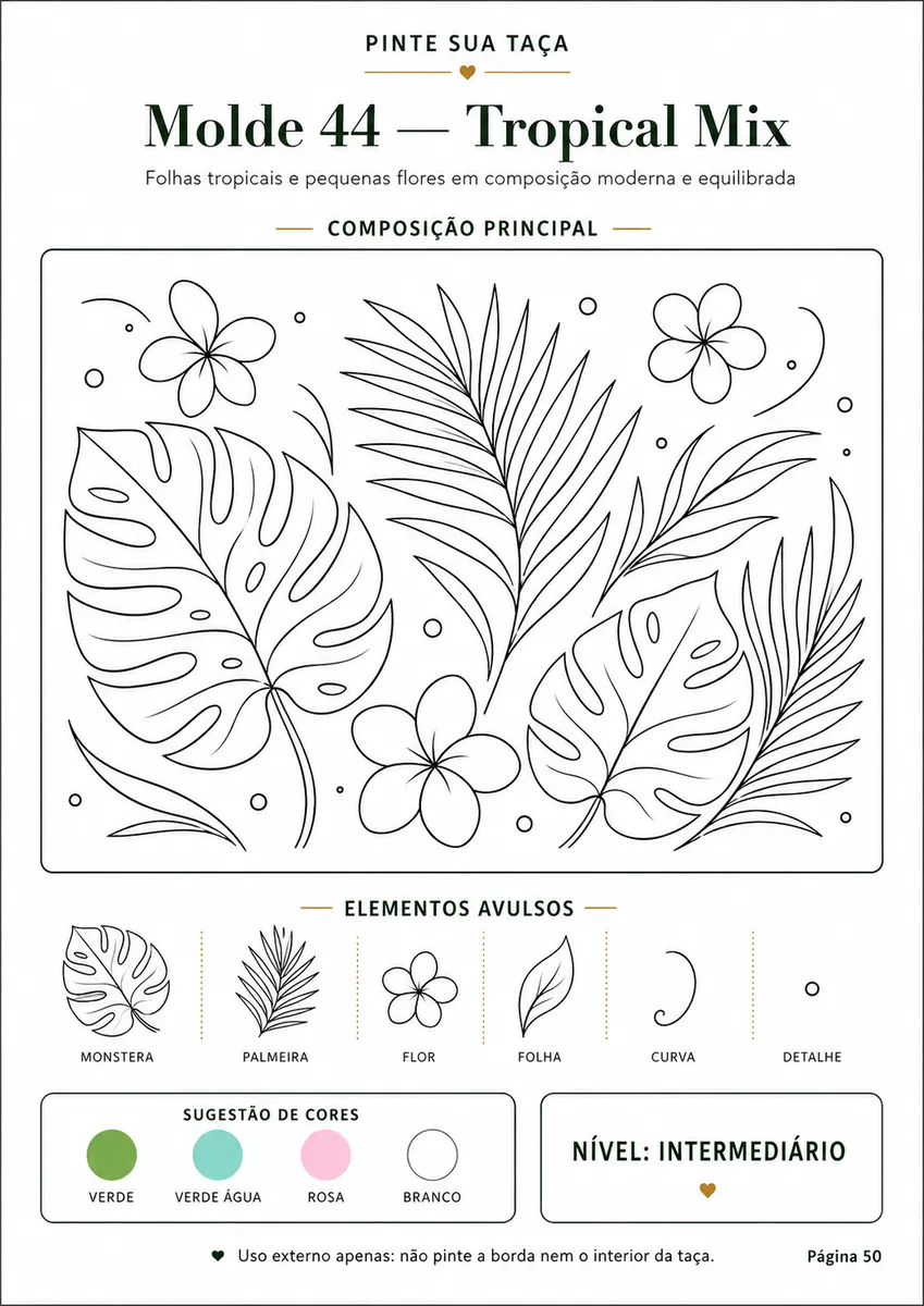 Molde 44 — Tropical Mix, página interna do Pinte Sua Taça