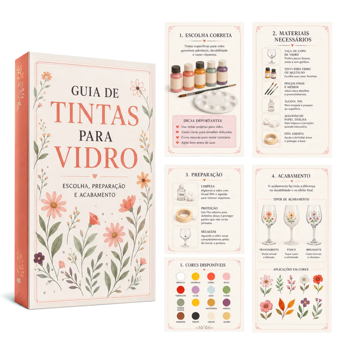 Mockup do bônus GUIA DE TINTAS PARA VIDRO