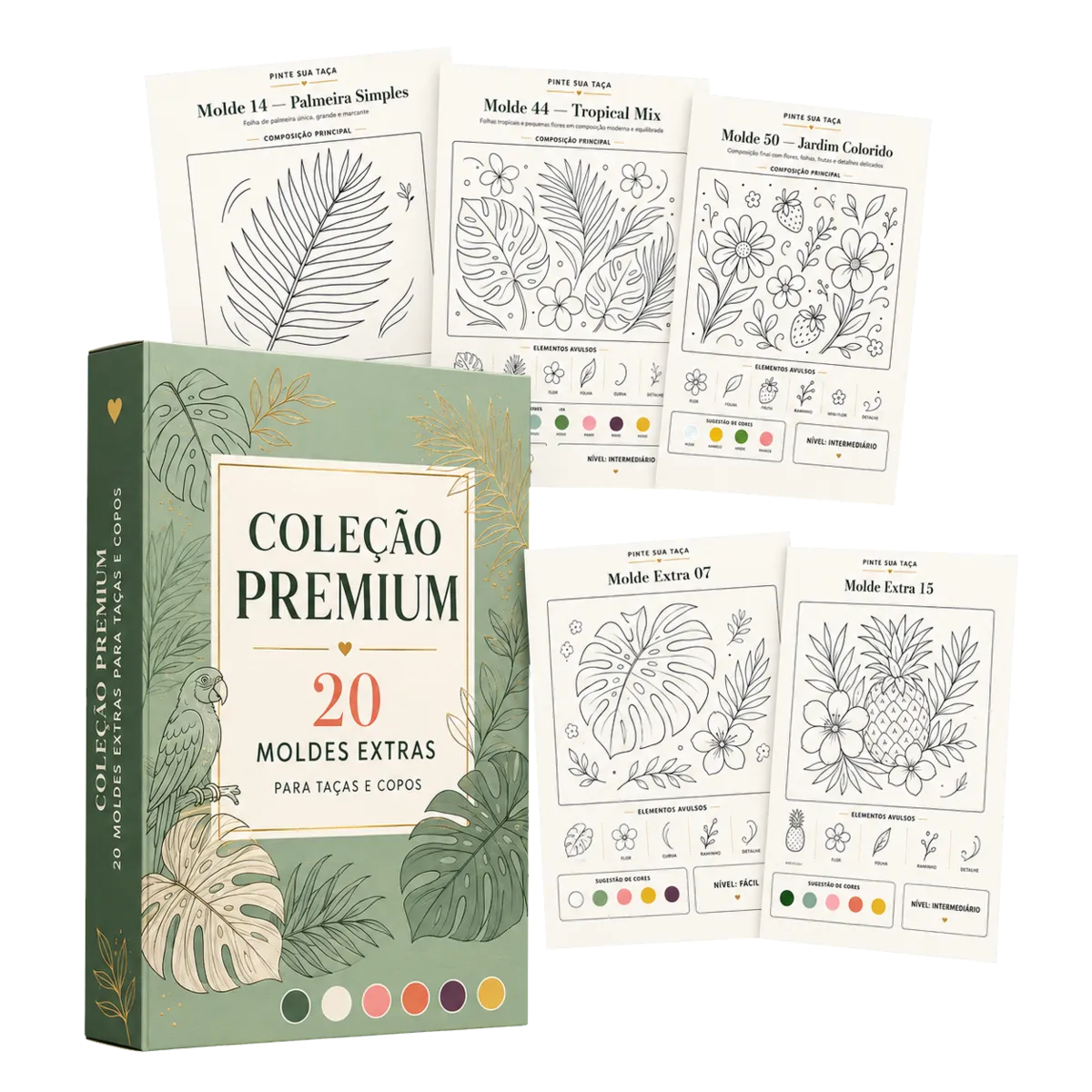 Mockup do bônus 20 MOLDES EXTRAS: COLEÇÃO PREMIUM